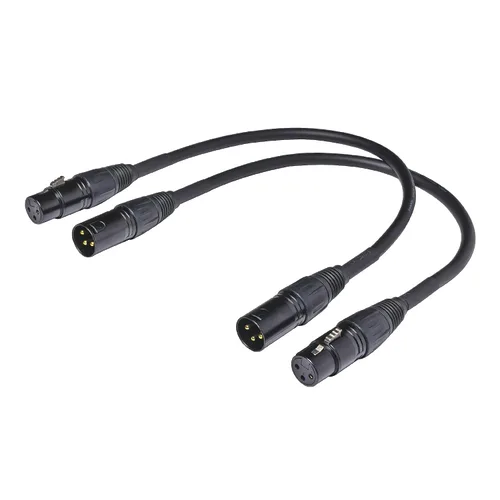 Cable XLR, cable DMX equilibrado, 3 pines macho a hembra, cable de micrófono compatible con altavoces, mezclador, paquete de 2 (1 pie)