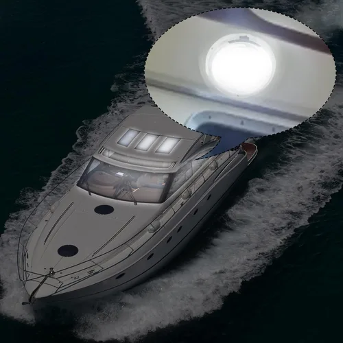 Miniatura 3 de Luz de cúpula de barco marino LED Luz de cabina de barco con interruptor Montaje en superficie de acero inoxidable 12 voltios 6.7 pulgadas (blanco)