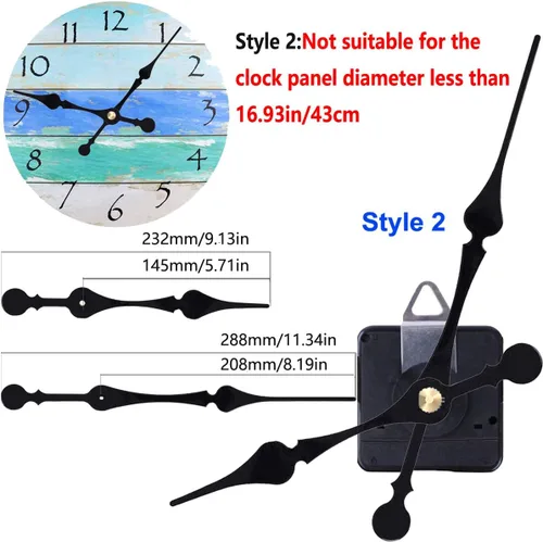 Miniatura 4 de Mecanismo de movimiento de reloj de pared de cuarzo con mango largo de alto par de torsión con pala de 12 pulgadas de largo, funciona