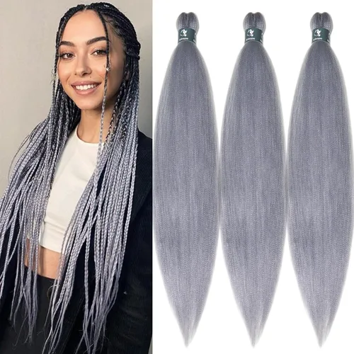 Miniatura 24 de pelo trenzado preestirado marrón, pelo trenzado Kanekalo, pelo trenzado preestirado de 26 pulgadas, 6 paquetes plegados, textura Yaki, extensiones
