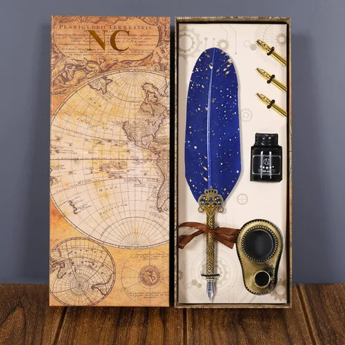 Miniatura 2 de NC Juego de bolígrafos de caligrafía de plumas, regalo ideal para vacaciones, cumpleaños y ocasiones especiales (azul)