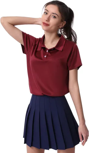 Miniatura 4 de Camiseta polo para mujer, camiseta de golf Dry Fit que absorbe la humedad, manga corta, deportiva, ropa deportiva, cuello con botones, entrenamiento