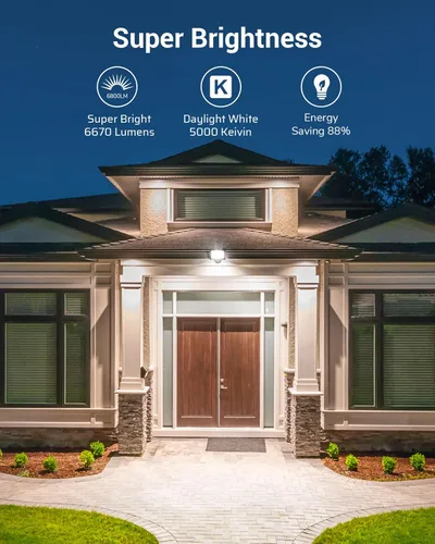 Miniatura 2 de DEWENWILS - Luz LED de inundación de 65 W para exteriores con montaje en nudillos, luz de seguridad LED impermeable IP65 superbrillante de 6670 lm