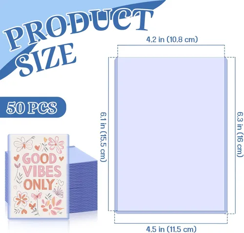 Miniatura 3 de Vmiapxo Paquete de 50 fundas de plástico duro de 4 x 6 pulgadas, funda impermeable para tarjetas de intercambio, tarjetas de béisbol deportivas