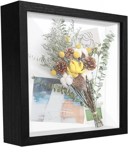 Caja expositora de 8 x 8 pulgadas con calcomanías de letras, vitrina para recuerdos, artículos de bebé, recuerdos de boda, manualidades, boletos y