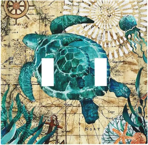 Miniatura 90 de Funky Retro Vintage 70s 60s Boho Hippie Hongo Botánico Floral 2 Gang Interruptor de luz de palanca doble Placa de pared Cubierta de toma de Planta