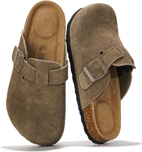 Miniatura 5 de Project Cloud Benton - Zuecos con plantilla de cuero genuino para mujer, pantuflas de espuma viscoelástica con soporte de arco, sandalias de moda
