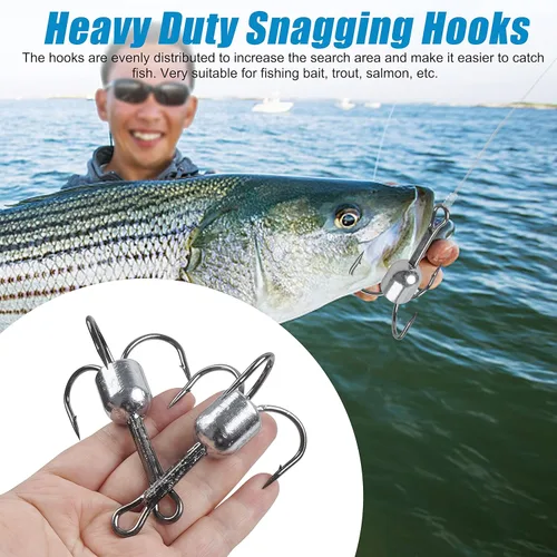 Miniatura 5 de Ganchos agudos con peso, 5 ganchos de enganche, ganchos de pesca grandes con peso para agua salada, gancho de enganche para atún, pez espada