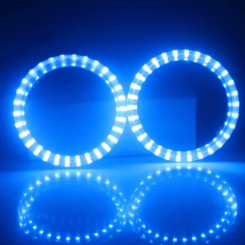Miniatura 8 de Qasim 1 par de anillos de halo LED RGB de 80 mm con 30 SMD 3535, ojos de ángel para motocicleta y coche, luz DRL, luz antiniebla, señal de giro