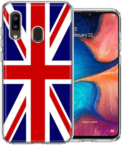 Mundaze - Para Samsung A20 Reino Unido Inglaterra Diseño Bandera Británica Funda Delgada Híbrida A Prueba de Golpes Hard Shell Soft TPU Heavy Duty
