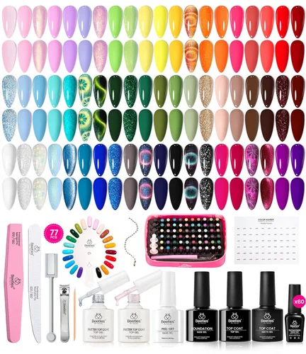 Miniatura 19 de Beetles Deal Box - Kit de esmalte de uñas de gel con luz UV – 32 colores esenciales de estudio, 68 piezas de esmalte de uñas con capa base libre