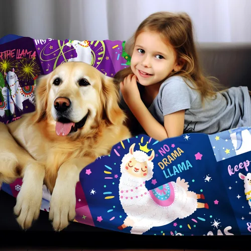 Miniatura 3 de Manta de llama linda manta suave y cálida de alpaca de dibujos animados para sofá, cama, regalos de cumpleaños de alpaca para niñas, adultos