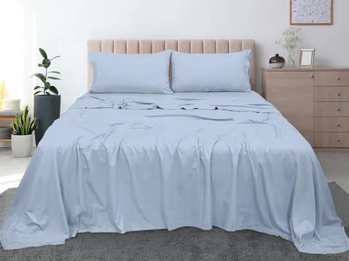 Miniatura 9 de Royale Linens Sábana Plana de Algodón Peinado de Fibra Larga 100% de 300 Hilos - Súper Suave - Sábanas Superiores - Sábana Plana Tamaño King Se Azul