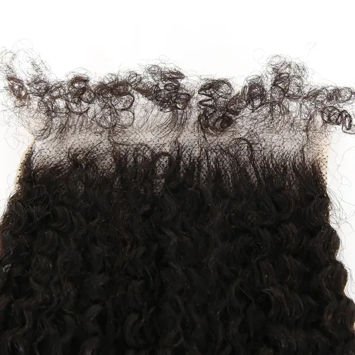 Miniatura 2 de Afro Kinky Curly 5x5 HD Cierre de encaje prearrancado con borde rizado de bebé 4B 4C, cierre de encaje HD de cabello humano transparente