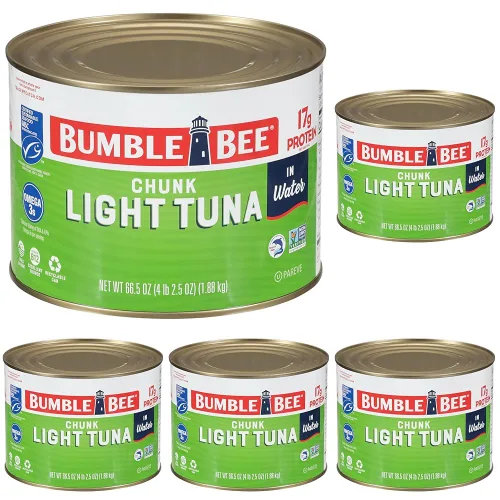 Miniatura 11 de Bumble Bee - Atún en trozos ligero en agua, lata de 340 g - Atún Skipjack capturado salvajemente - 17 g de proteína por porción - MSC Certificado