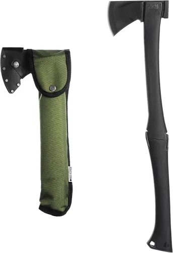 Agawa ADK26 - Hacha transformadora y hacha de camping - 2 en 1 de acero al carbono para dividir troncos - Equipo de camping para senderismo, pesca,