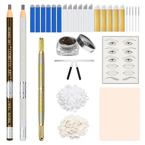 Miniatura 9 de Microblading Pen - Bolígrafos manuales para cejas, suministros de microcuchilla, herramienta de mano de microblading de doble cara para suministros