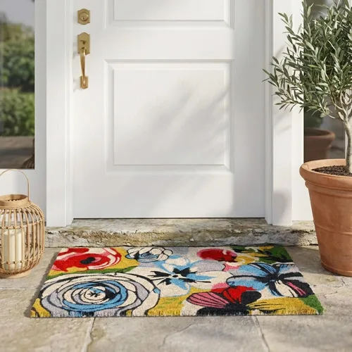 Miniatura 33 de Fab Habitat Felpudo extra grueso, tejido a mano, duradero, fibra de coco natural, entrada, puerta delantera, porche, patio, pájaros en rama, gris
