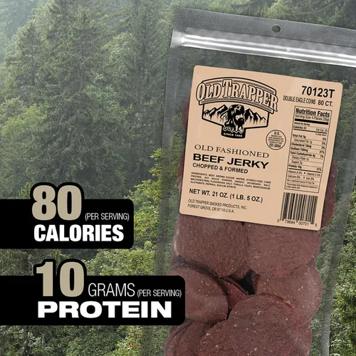 Miniatura 3 de Old Trapper Double Eagle Jerky de Res, sabor antiguo, paquete de 21 onzas, deliciosos bocados de cecina, 10 gramos de proteína y 80 calorías por