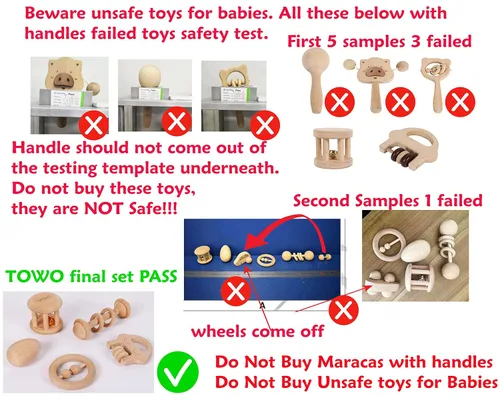 Miniatura 7 de TOWO - Sonajeros de madera para bebés, 6 meses, juguetes ecológicos orgánicos para bebés, agarre y dentición, instrumentos musicales naturales