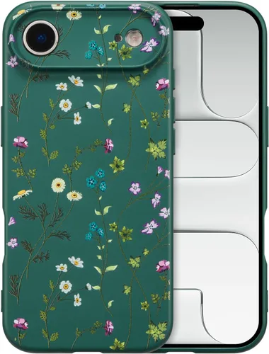 Miniatura 59 de RALEAVO Funda Floral para iPhone 12, Cubierta de Silicona Líquida con Bonito Patrón de Rama de Flores para Niñas y Mujeres, Funda Protectora de Goma