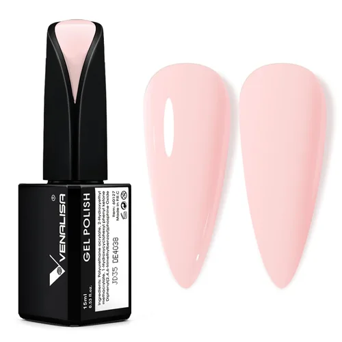 VENALISA - Esmalte de uñas en gel rosa bebé, 0.53 onzas líquidas, color rosa claro, color rosa claro, color rosa nude, primavera y verano, esmalte