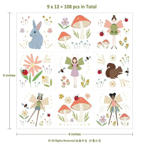Miniatura 2 de Cheerland 108 tatuajes de hadas temporales para decoraciones de fiesta de hadas, regalos de fiesta de bosque, jardín de bosque encantado