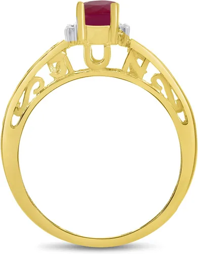 Miniatura 5 de Direct-Jewelry Anillo de diamantes y rubí ovalado de oro amarillo de 14 k