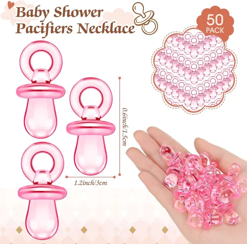 Miniatura 5 de Thyle Juego de 51 piezas de chupete de caza para baby shower, incluye signo de caza y 50 chupetes acrílicos para decoración de juegos de baby Rosa