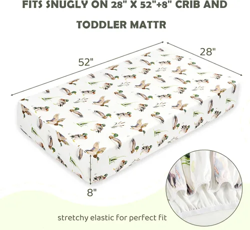 Miniatura 3 de Baby Crib Sheets for Boys 2 Pack, Toddler Bed Sheets Neutral, Extra Breathable, Soft, Stretchy Microfiber, 28"x 52" Fitted Sheet for Standard Crib &