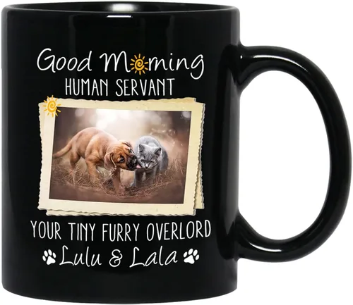 Miniatura 12 de Tazas de café personalizadas, regalo para cumpleaños de amantes de los perros, taza de cerámica de 11 onzas y 15 onzas, taza de café negra