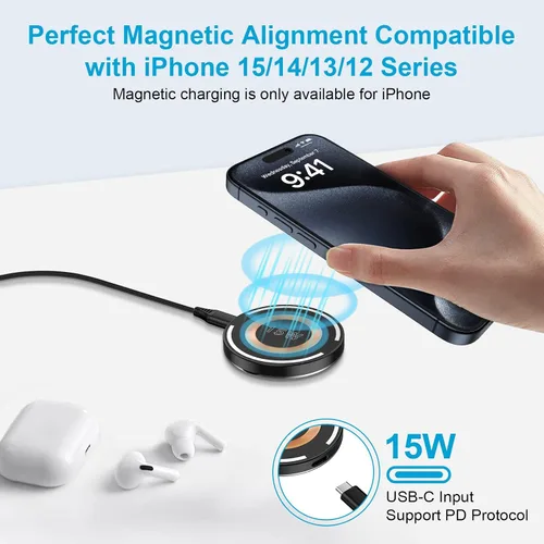 Miniatura 4 de Cargador inalámbrico Samsung S25 Ultra para cargador Magsafe/Samsung Galaxy S25/S24 Ultra, almohadilla de carga inalámbrica magnética rápida de 15 W
