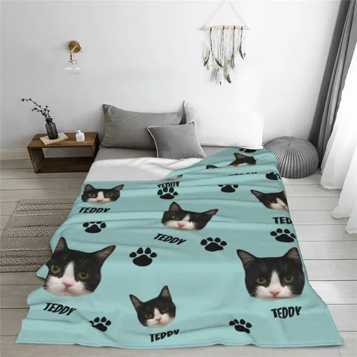 Miniatura 5 de Manta personalizada de fotos de gato, divertida manta personalizada de gato, regalo para amantes de los gatos, manta de fotos de mascotas