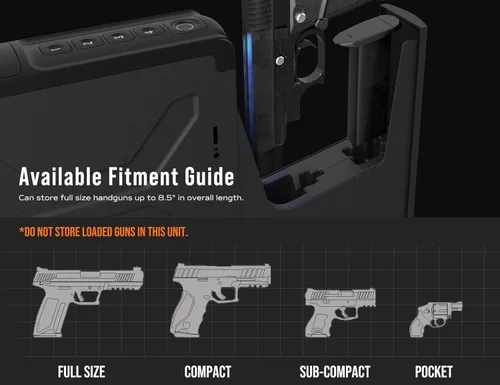 Miniatura 3 de RPNB Caja fuerte para armas, Caja fuerte biométrica montada para mesita de noche con puerta corredera de acceso rápido, Cajas fuertes para pistolas