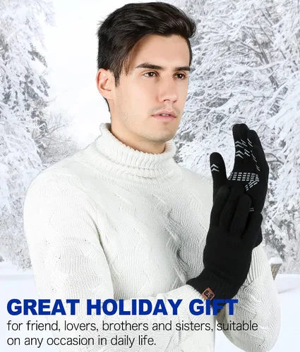 Miniatura 5 de FZ FANTASTIC ZONE Guantes de invierno para hombre, cálidos, térmicos, suaves, de lana, para pantalla táctil, para mujer