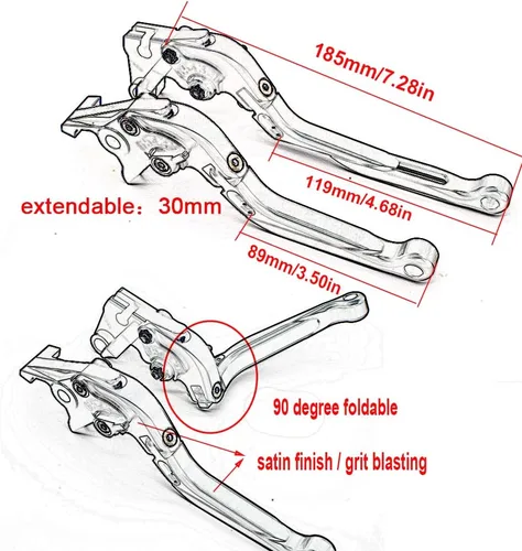 Miniatura 6 de Palancas de freno de embrague para GSXR600 GSXR750 96-03, SV650/X 16-22, GSX250R V-Strom 17-21, GSXR1000 01-04, GSR750/GSX-S750 DL650/XT 11-22