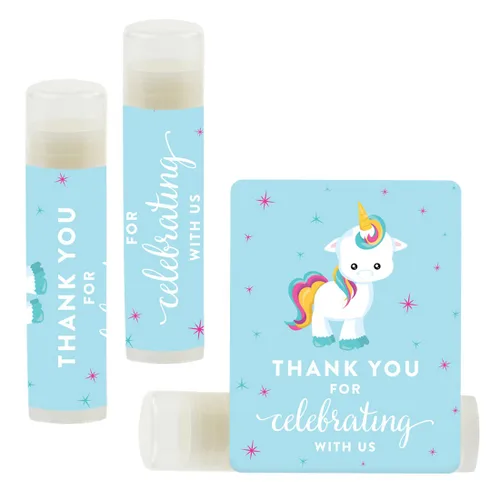 Miniatura 50 de Andaz Press Bálsamo labial para fiesta de cumpleaños, agradecimiento por celebrarnos con nosotros, animales del bosque, zorro y ciervo, paquete