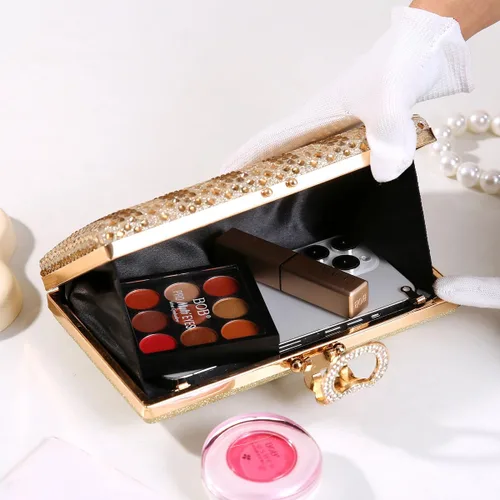 Miniatura 2 de Dreubea Bolso de mano brillante para mujer con diamantes de imitación