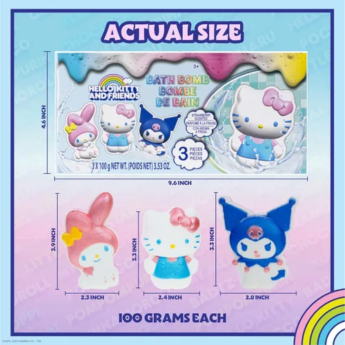 Miniatura 6 de Hello Kitty and Friends - Bombas de baño para niños, divertidos colores brillantes del arco iris, perfumadas a bayas para niños, a partir de 3 años