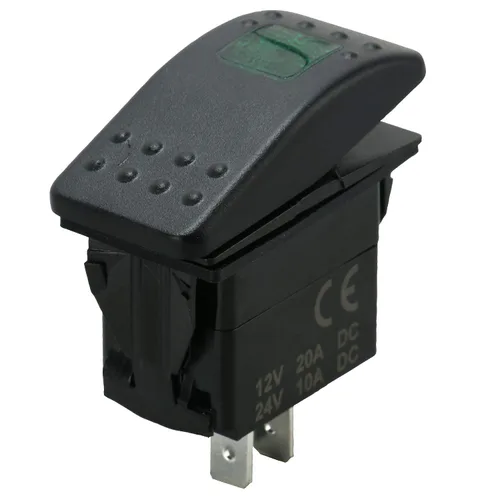 Miniatura 4 de Amarine Made Paquete de 2 interruptores basculantes LED impermeables de 12 V y 20 amperios para barco, SPST 3P, con luz (verde)