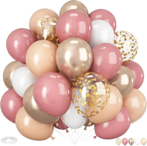 Miniatura 25 de HILAVO - Kit de globos tropicales, 60 globos hawaianos de 12", color rosa intenso, naranja, verde azulado, verde, dorado metálico, globos de látex