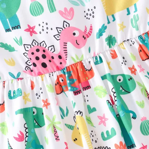 Miniatura 4 de Popshion Vestidos de niña con mangas con vuelo, vestido de verano para niños, fiesta de cumpleaños, sin mangas, vestido de 1 a 8 años