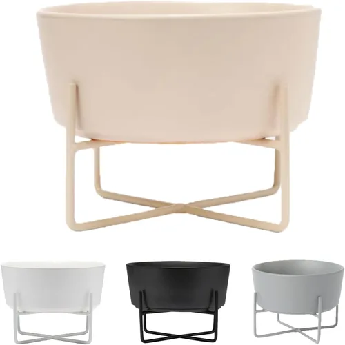 Miniatura 9 de Waggo Simple - Soporte sólido para cuenco y cuenco para perro, soporte de hierro individual con comedero de cerámica individual o cuenco de agua