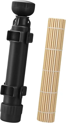 Kit de fabricación de sushi, rodillo de sushi mejorado de 11.8 pulgadas, kit de sushi para hacer sushi, sushi bazooka fácil de hacer, color negro