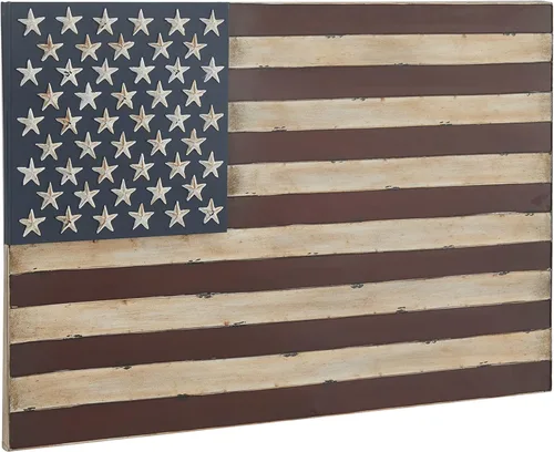 Miniatura 3 de Deco 79 Escultura de pared de metal con bandera estadounidense para el hogar, decoración de pared para interiores y exteriores, arte de pared 38 x 2