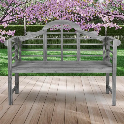 Miniatura 5 de JONATHAN Y Lutyens BNH103B - Banco de jardín de madera de acacia de 51 pulgadas, banco de jardín para 2 personas con respaldo arqueado de listones