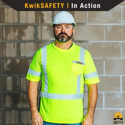 Miniatura 7 de KwikSafety - Charlotte, NC - Camisa de seguridad de manga corta para hombre renacentista [cinta reflectante de espina de pescado] Clase 2 ANSI OSHA