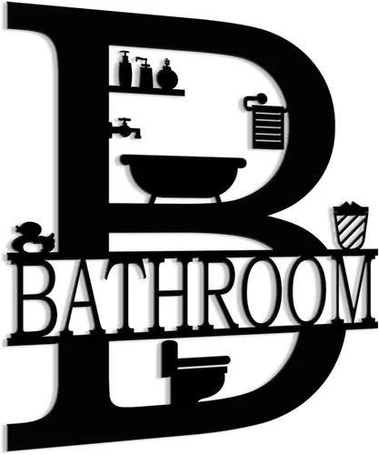 Miniatura 6 de XORT Letreros de baño de metal para decoración de pared, arte de pared de baño de metal, divertido letrero de baño para decoración moderna del hogar