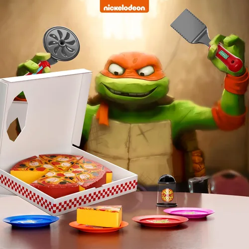 Miniatura 2 de Juego de juguetes de pizza para niños, comida para jugar en la cocina, rebanar y servir pizza de juguete con caja, cortador de pasteles