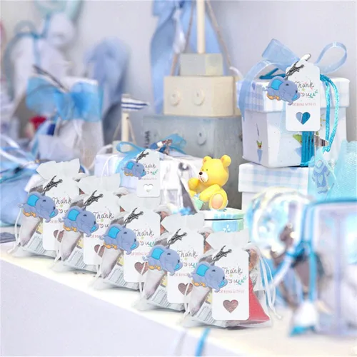 Miniatura 2 de Juego de 50 llaveros de elefante para baby shower, recuerdos de fiesta temática de elefante, suministros de fiesta de cumpleaños para niños y niñas